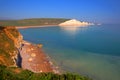 Beautiful UK coast Seven Sisters chalk cliffs East Sussex uk between Seaford and Eastbourne with clear blue sea