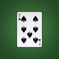 Seven of Spades on a green poker background. Gamble. Playing cards