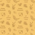 Seven species of the Shavuot, monochrome seamless pattern