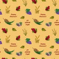 Seven species of the Shavuot, seamless pattern