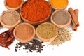 Seven, seven spice, coriander, cinnamon, turmeric, black pepper, red pepper, paparika, yedi baharat, 7 baharat kar???m Royalty Free Stock Photo