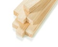 Seven square wooden beams timber wood stack isolated