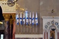 Seven St. Andrew`s flags in Naval Cathedral Royalty Free Stock Photo