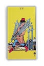 Seven of Swords isolated on white. Tarot card