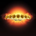 Seven 7 Trumpets Golden Fire Revelation Warning Vuvuzela Horn Illustration