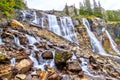 Seven Veils Falls at Lake O`Hara in the Canadian Rockies of Yoho National Park