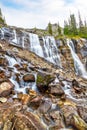 Seven Veils Falls at Lake O`Hara in the Canadian Rockies of Yoho National Park Royalty Free Stock Photo