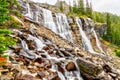 Seven Veils Falls at Lake O`Hara in the Canadian Rockies of Yoho National Park Royalty Free Stock Photo