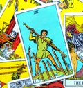 Seven VII of Wands Tarot Card Royalty Free Stock Photo