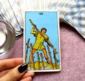Seven VII of Wands Tarot Card Royalty Free Stock Photo