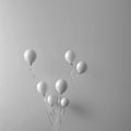 Seven white transparent balloons on a light background. Holiday concept.