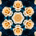 Seven yellow flowers. Fractal pattern. Background.