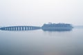 Seventeen Arch Bridge in the fog