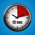 Seventeen Seconds Clock on blue background. Clock 3d icon