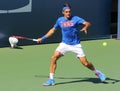 Seventeen times Grand Slam champion Roger Federer practices for US Open 2014