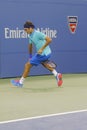 Seventeen times Grand Slam champion Roger Federer using Tweener during third round match at US Open 2014