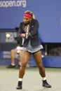 Seventeen times Grand Slam champion Serena Williams before first round match against Taylor Townsend at US Open 2014 Royalty Free Stock Photo