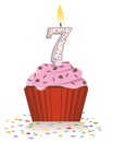 Seventh birthday cupcake Royalty Free Stock Photo