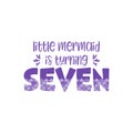 Seventh birthday for little girl with mermaid scales vector illustration