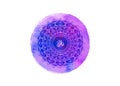 Seventh chakra Sahasrara logo template. Crown chakra symbol, watercolor Purple lotus sacral sign meditation, yoga round mandala