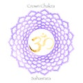 Seventh crown chakra Sahasrara on purple watercolor Royalty Free Stock Photo