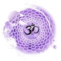 Seventh crown chakra Sahasrara on purple watercolor background Royalty Free Stock Photo