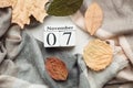 Seventh day of autumn month calendar November