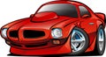 Seventies American Classic Muscle Car Cartoon Isolated Vector Illustration Royalty Free Stock Photo