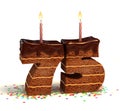 Seventy-fifth birthday or anniversary cake Royalty Free Stock Photo