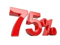Seventy five red percent symbol. 75% percentage rate. Special of Royalty Free Stock Photo