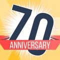 Seventy years anniversary banner. 70th anniversary logo. Vector illustration.