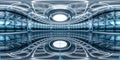 Sever racks and data center, 360-degree seamless panoramic view, 3d rendering