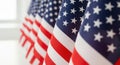 Row of american flags in close up Royalty Free Stock Photo
