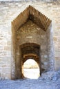 Several architectonic arch styles on stone castle