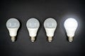 Several attempts, successful idea, creativity and innovation concept. Lightbulbs Royalty Free Stock Photo