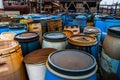 Several barrels of toxic waste Royalty Free Stock Photo