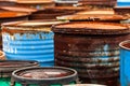 Several barrels of toxic waste Royalty Free Stock Photo