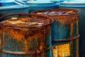 Several barrels of toxic waste Royalty Free Stock Photo