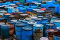 Several barrels of toxic waste Royalty Free Stock Photo