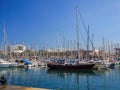 Plenty of sail boats in marina in Barcelona in Spain