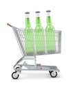Several bottles in shopping cart