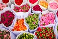 Several bouquets of carnation ready for sale in a street flower market Royalty Free Stock Photo