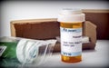 Several boxes with medicines in interior under medical prescription Royalty Free Stock Photo