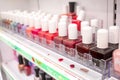 A row of nail polish bottles Royalty Free Stock Photo