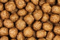 Several brown chocolate balls background