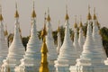 Several buddhist stupas, Sanda Muni Pagoda, Mandalay Royalty Free Stock Photo