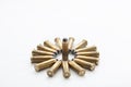 Several bullets of the 38 caliber special for a handgun or revolver Royalty Free Stock Photo