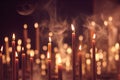 Several candles were lit, smoke, warm light with Generative AI