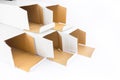 Several cardboard boxes as group together