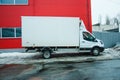 Several cars vans trucks parked in parking lot for rent or delivery Royalty Free Stock Photo